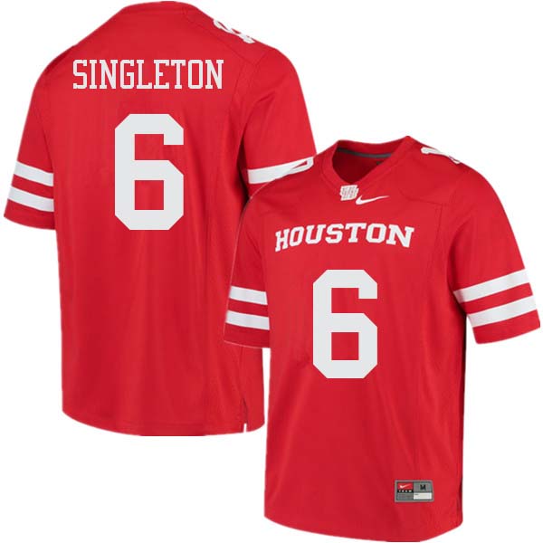 Men #6 Jeremy Singleton Houston Cougars College Football Jerseys Sale-Red - Click Image to Close